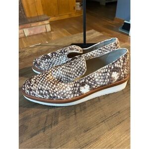 Free People Suede Reptile Skin Platform Loafers